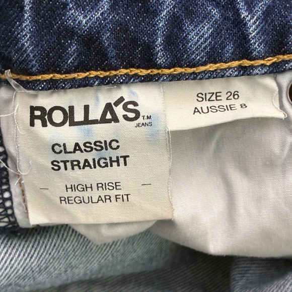 Rollas Classic Straight High Rise Distressed Jeans Organic Cotton Size 8 - Picture 7 of 7